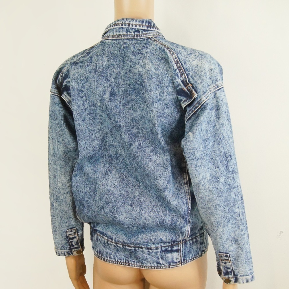 Vintage  80s Acid Wash Denim Jean Jacket - Picture 3 of 6